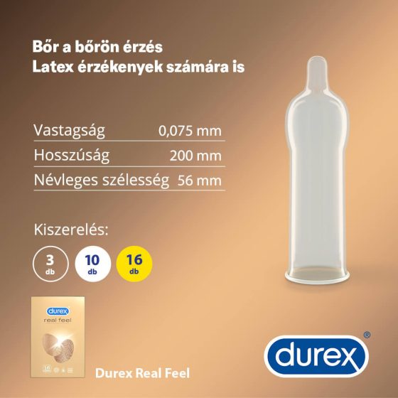 Durex Real Feel - prezerwatywa bez lateksu (16 sztuk)