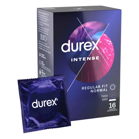 Durex Intense - prezerwatywy prążkowane i punktowe - 16 sztuk