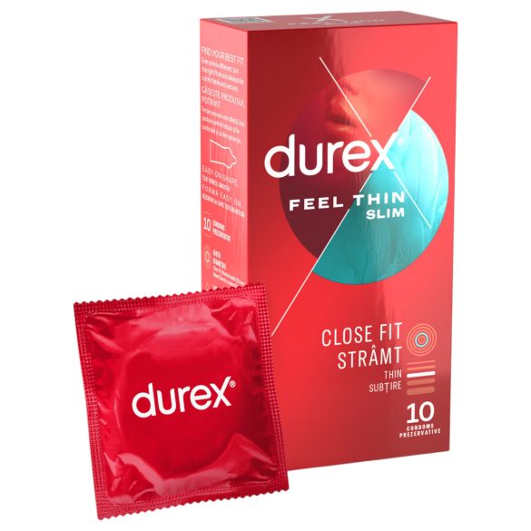 Durex Feel Thin Slim – prezerwatywy ultracienkie, naturalne doznania (10 szt.)
