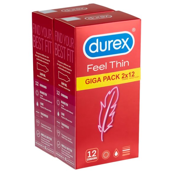 Durex Feel Thin - Naturalne doznania prezerwatywy (2x12 sztuk)