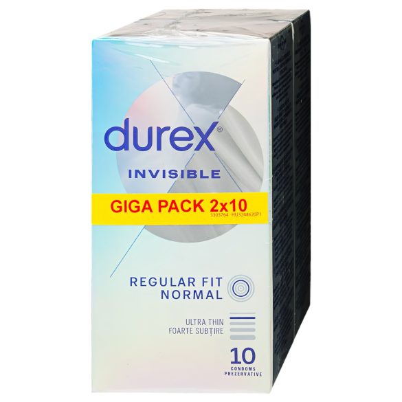 Durex Invisible Regular Fit - cienkie prezerwatywy (2x10 szt.)