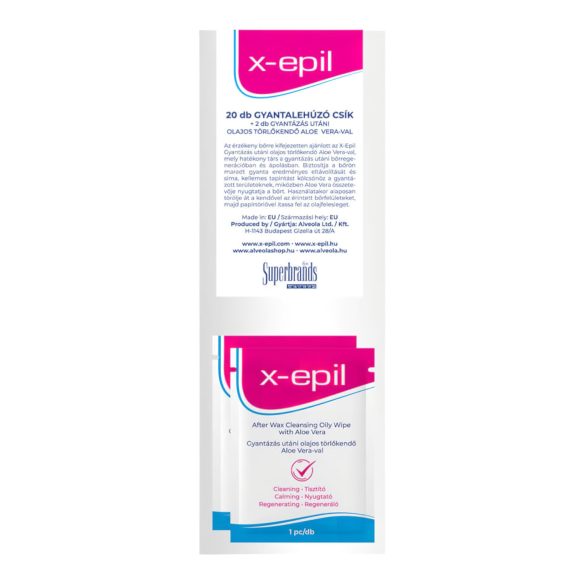 X-Epil - paski materiałowe do depilacji (20 szt.) + chusteczki olejowe (2 szt.)