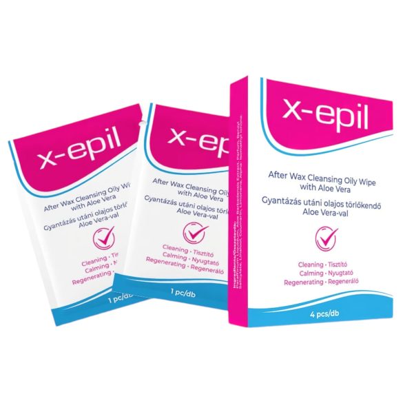 X-Epil - Chusteczki olejowe po depilacji (4 szt.) - Aloes