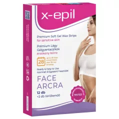 X-Epil - gotowe paski z żelem premium (12 szt.) - na twarz