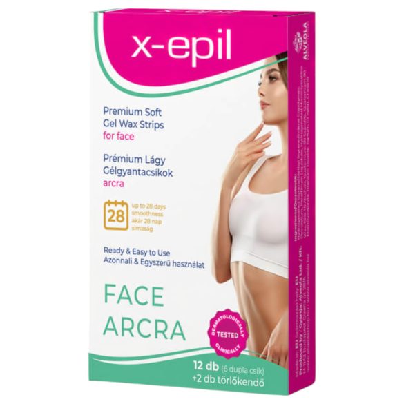 X-Epil - Premium gotowe paski z woskiem (12 szt.) - do twarzy