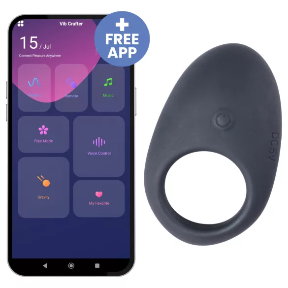 Desirel Halo - pierścień erekcyjny wibrujący - silikonowy - czarny