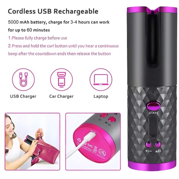 CAC - zestaw lokówki akumulatorowej (szaro-różowy)