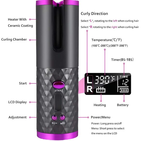 CAC - zestaw lokówki akumulatorowej (szaro-różowy)