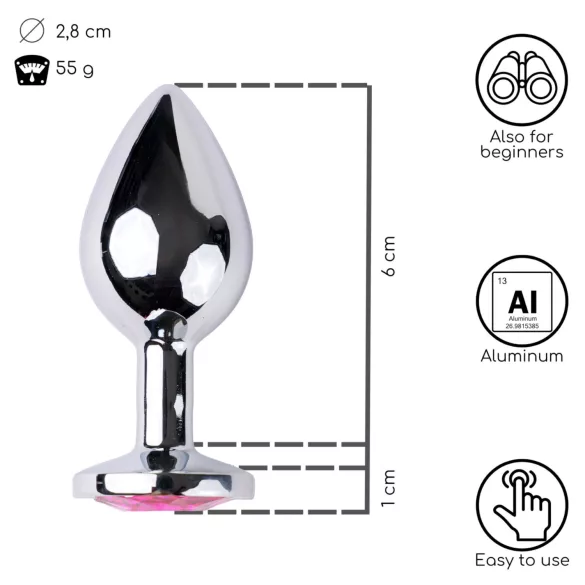 Desirel - korek analny z ozdobą - mały rozmiar - srebrny/różowy