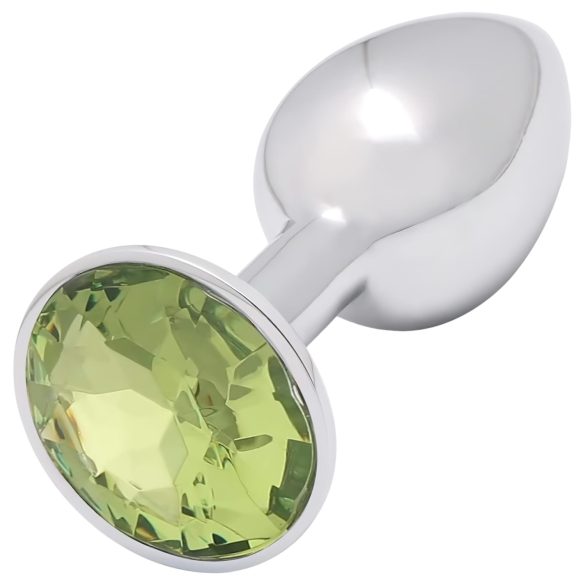 Sunfo - metalowy analny plug z limonkowym kamieniem (srebrny)