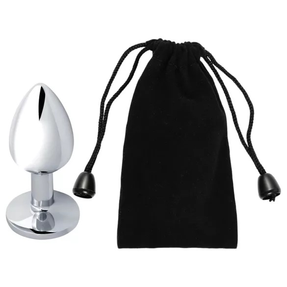 Sunfo - korek analny metalowy z limonkowym kryształem - srebrny