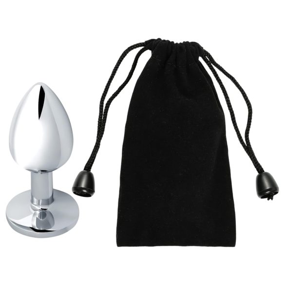 Sunfo - metalowy korek analny z różowym kamieniem (srebrny)