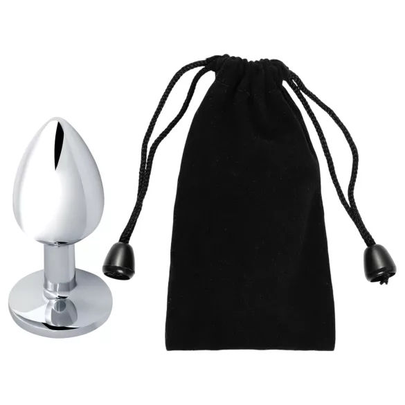 Sunfo - korek analny metalowy - jasnoniebieski kamień - srebrny