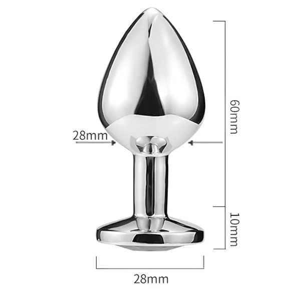 Sunfo - korek analny metalowy - serce z niebieskim kryształem - srebrny