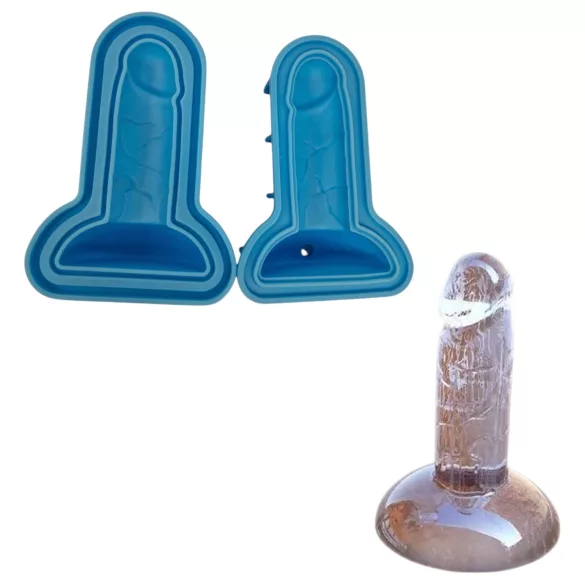 Dildo - foremka do lodu - kształt penisa - silikon - niebieski
