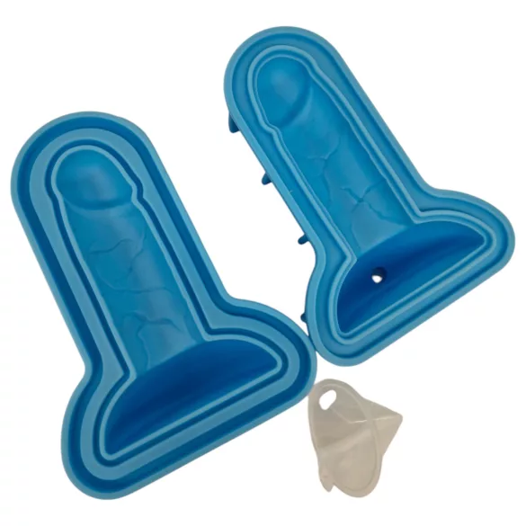 Dildo - foremka do lodu - kształt penisa - silikon - niebieski