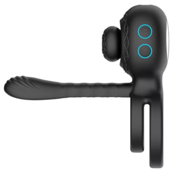 Biu-Biu - pierścień na penisa i wibrator dla par - silikon czarny