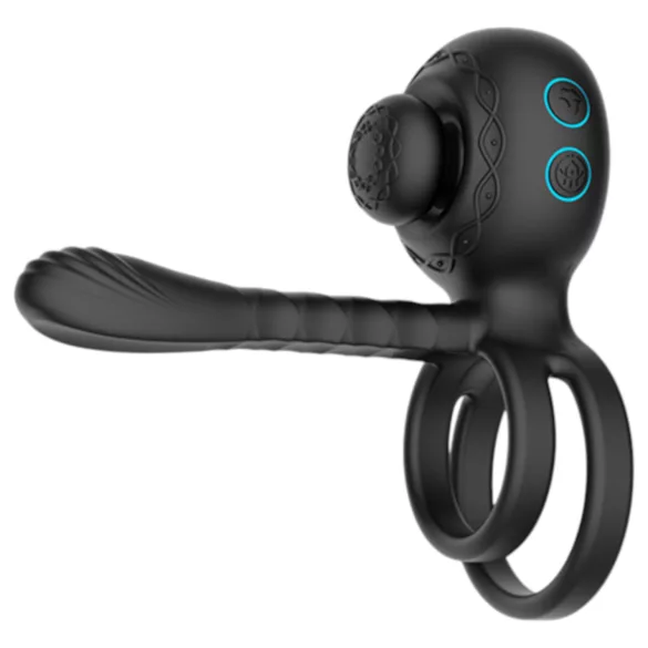 Biu-Biu - pierścień na penisa i wibrator dla par - silikon czarny