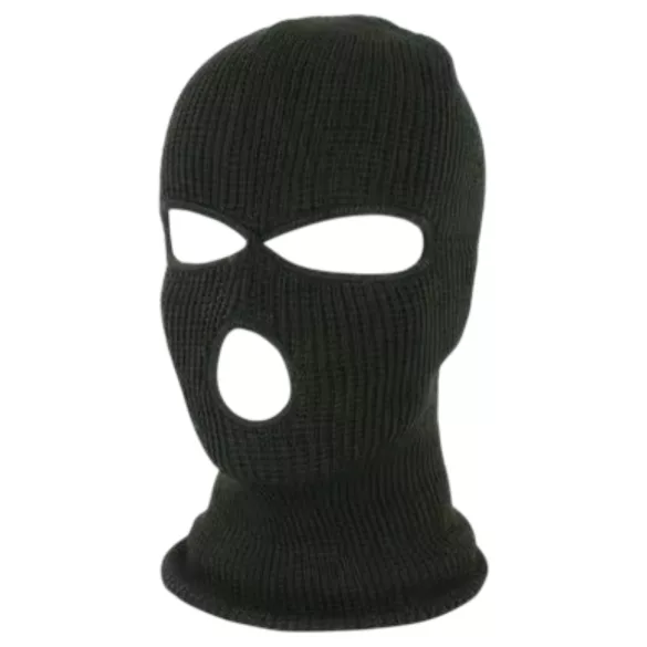 Balaclava - maska erotyczna z 3 otworami - dzianina - czarna