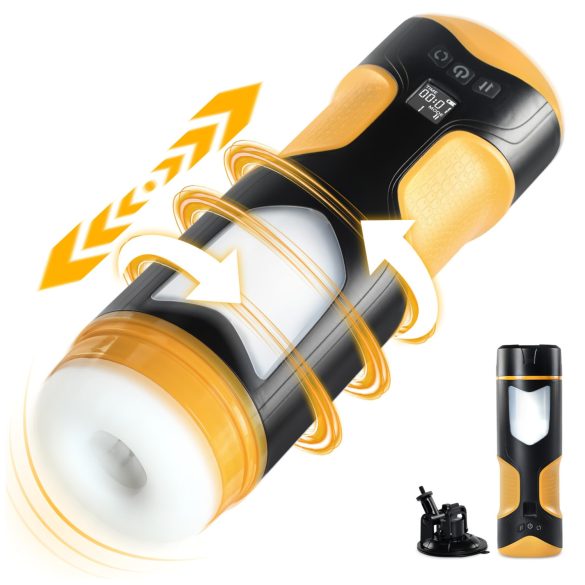 Lonely - masturbator męski z funkcją pchającą i obrotową - czarny