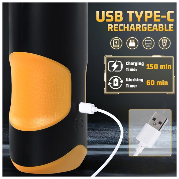 Lonely - masturbator męski z funkcją pchającą i obrotową - czarny