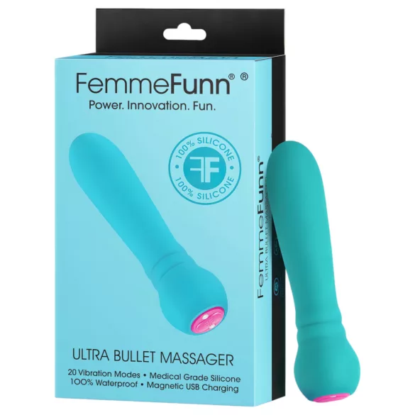 FemmeFunn - wibrator typu bullet - wodoodporny, mocny - silikon, turkusowy