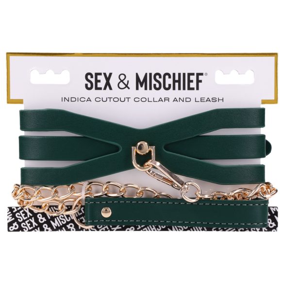 Sportsheets - obroża z smyczą - zielony