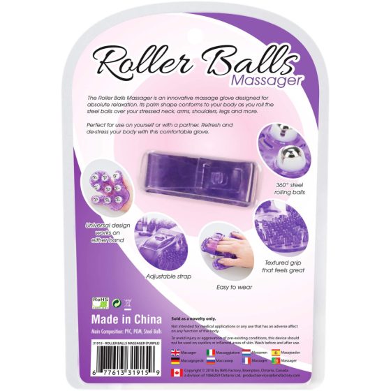 Roller Balls Massager - masująca nakładka na dłoń (fioletowa)
