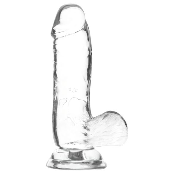 Addiction Crystal - dildó z przyssawką i jądrami (przezroczysty) - 15 cm