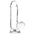 Addiction Crystal - dildó z przyssawką i jądrami (przezroczysty) - 15 cm
