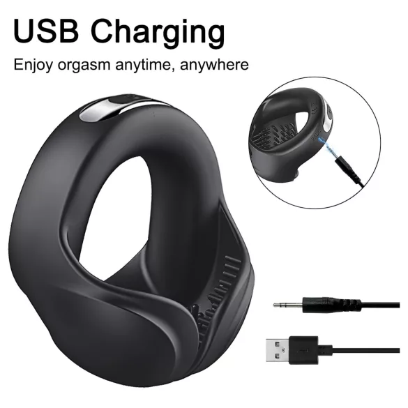 AlvUp - pierścień wibrujący na penisa - czarny