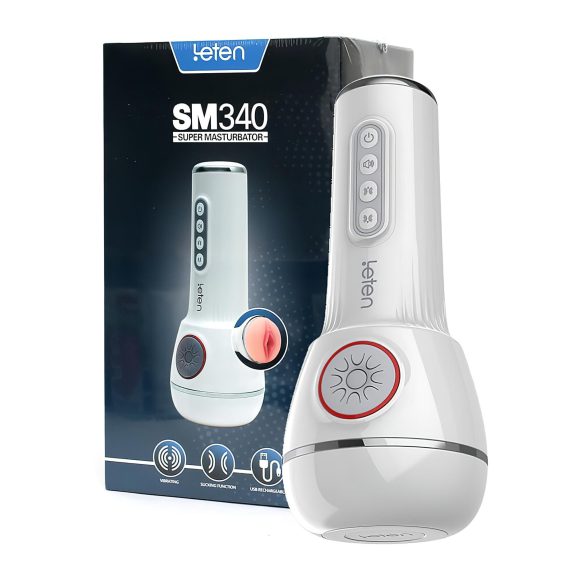 LETEN SM340 - akumulatorowy, wibrujący, zasysający, jęczący masturbator