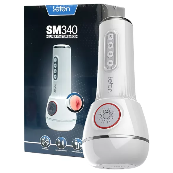LETEN SM340 - masturbator dla mężczyzn - wibracje ssanie dźwięki - akumulator