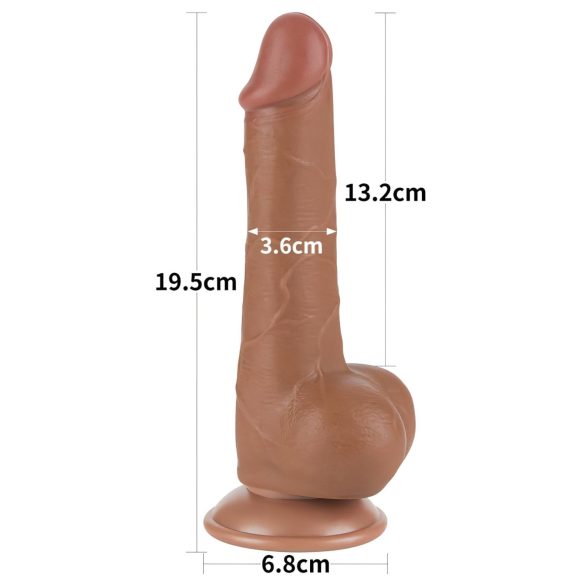 Lovetoy - dildo z jądrami - podwójna warstwa - 19,5 cm - cielisty