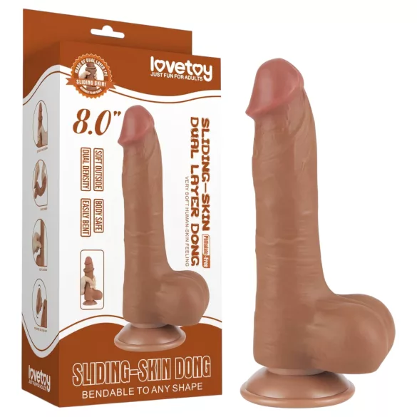 Lovetoy - dildo z jądrami dwuwarstwowy - realistyczny 20,8 cm