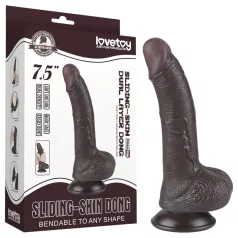   Sliding-Skin - dwuwarstwowe dildo z przyssawką - 19,5 cm (brązowe)