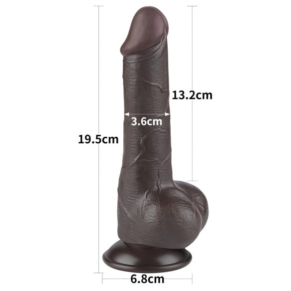 Lovetoy - dildo z jądrami - dwuwarstwowy, realistyczny - 19,5 cm, brązowy