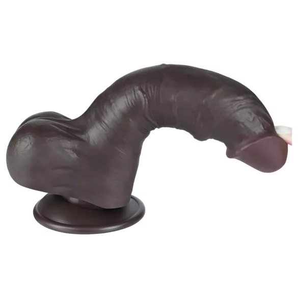 Lovetoy - realistyczny dildo z jądrami - podwójna warstwa - 20 cm - brązowy