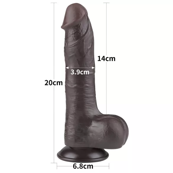 Lovetoy - realistyczny dildo z jądrami - podwójna warstwa - 20 cm - brązowy