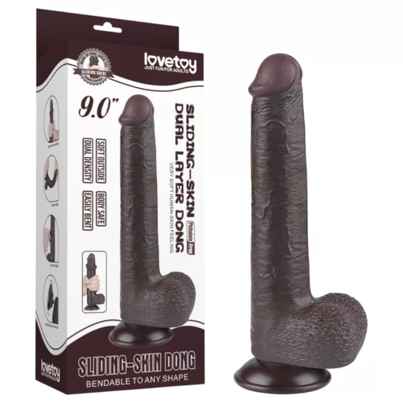Lovetoy - dildo z przyssawką - dwuwarstwowy - brązowy - 20,8 cm