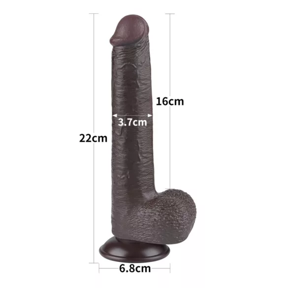 Lovetoy - dildo z przyssawką - dwuwarstwowy - brązowy - 20,8 cm
