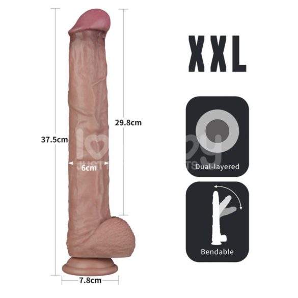 Lovetoy - dwuwarstwowe dildo XXL - 36,5 cm - (naturalne)