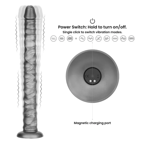 Lovetoy King Sized - wibrator XXL - 40,5 cm - szary