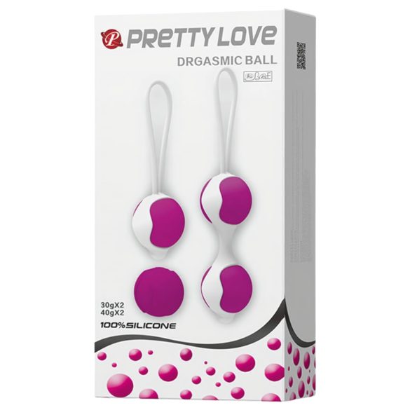 Pretty Love Orgasmic – zestaw kulki gejszy z możliwością zmiany (biało-fioletowy)