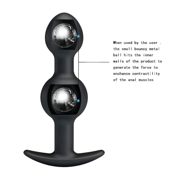 Pretty Love - dildo analne z kulką wewnątrz - silikon czarny