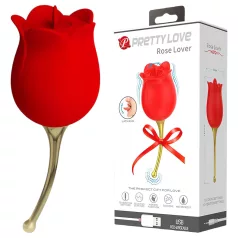   Pretty Love Rose Lover - wibrator łechtaczkowy z języczkiem 2w1 - czerwony