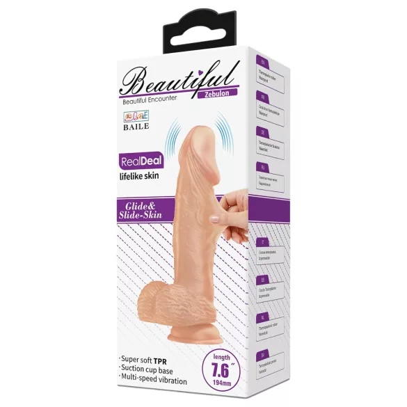 Baile Zebulon - wibrator realistyczny z jądrami - 19 cm - kolor cielisty