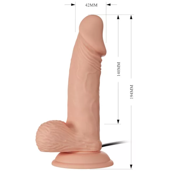 Baile Zebulon - wibrator realistyczny z jądrami - 19 cm - kolor cielisty