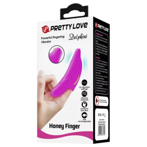 Pretty Love Delphini - mini wibrator na palec - delfin - silikon - fioletowy