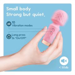   Vibeconnect - ładowalny, wodoodporny mini wibrator z masażerem (różowy)